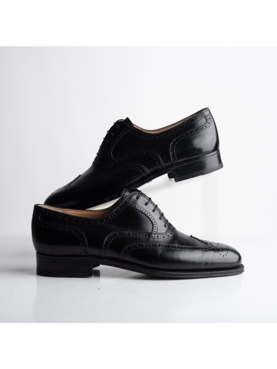 Gucci Mens Leather Oxford Dress Shoes Wingtip Brogue Black US 8 EU 41 Vintage main image 6
